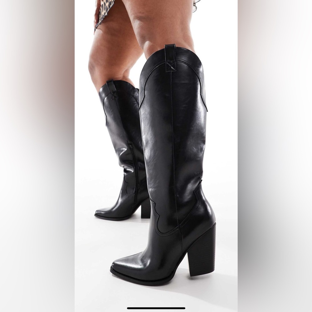ASOS design curve claudia western knee boots